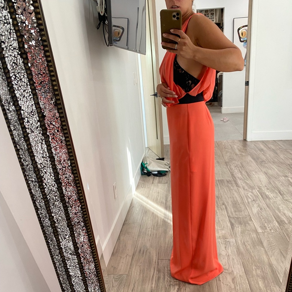 BCBG PEACH MAXI DRESS W LACE DETAILING